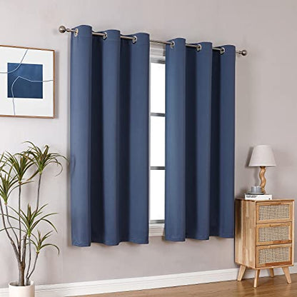 ChrisDowa Blackout Curtains for Bedroom and Living Room 40 Inches Long | 2 Panels Set, Thermal Insulated, Light Blocking, Room Darkening, Grommet, Window Drapes, Stone Blue, 29 x 40 Inch - color: Stone Blue, size: 29"W x 40"L (Pack of 2)