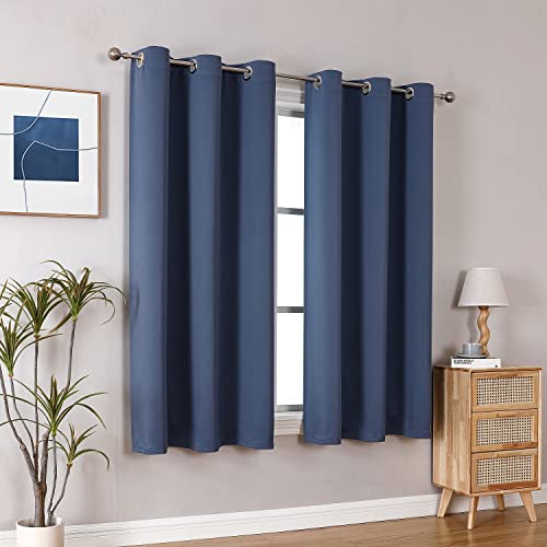 ChrisDowa Blackout Curtains for Bedroom and Living Room 50 Inches Long | 2 Panels Set, Thermal Insulated, Light Blocking, Room Darkening, Grommet, Window Drapes, Stone Blue, 29 x 50 Inch - color: Stone Blue, size: 29"W x 50"L (Pack of 2)