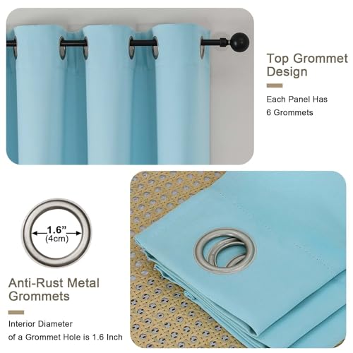 Blackout Curtains 63 Inch Length - Solid Thick Soft Fabric Thermal Insulated Grommet Blackout Curtains for Bedroom Dining Room, 2 Panels, Aqua, 2x40Wx63L Inches - color: Aqua, size: 40"W x 63"L (Pack of 2)