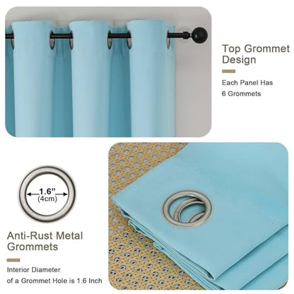 Blackout Curtains 63 Inch Length - Solid Thick Soft Fabric Thermal Insulated Grommet Blackout Curtains for Bedroom Dining Room, 2 Panels, Aqua, 2x40Wx63L Inches - color: Aqua, size: 40"W x 63"L (Pack of 2)