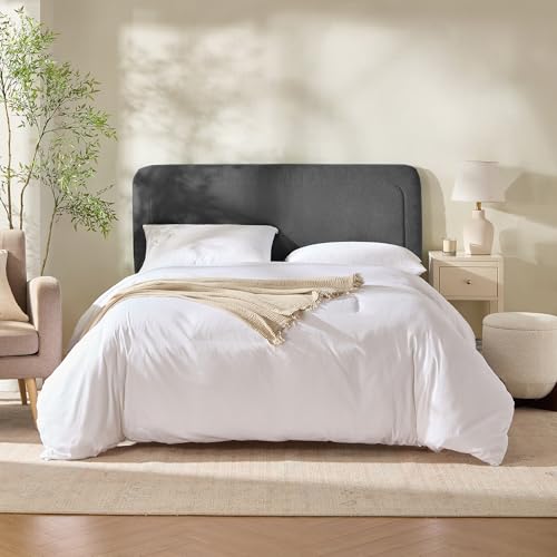 Hearth & Harbor Wall Mounted King Headboard Only, Bed Headboard King Size | Easy Assemble, Floating Peel & Stick, Upholstered Boucle, 3D Stitched Wall Panels, 5 Strips of 3M Tape Included, Grey - color: 05-grey, size: King