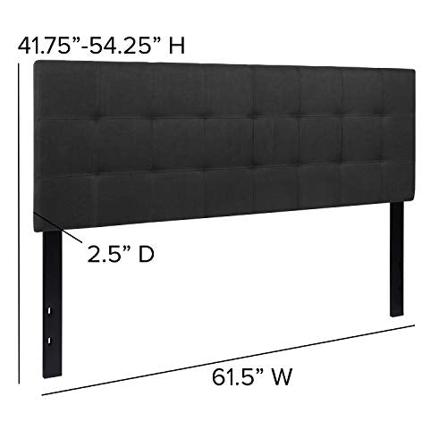 EMMA + OLIVER Black Queen Quilted Tufted Headboard | Adjustable Bed Rail Slots, Fabric Upholstered - color: Black, size: Queen