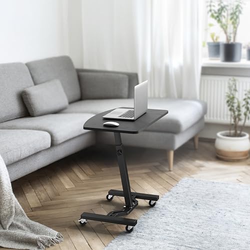 SHW Mobile Height Adjustable Laptop Rolling Cart w/Lockable Wheels, Black | Height Adjustable from 28" to 33"