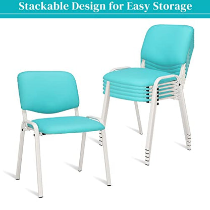 VINGLI 5-Pack Waiting Room Chairs, Stackable Chair for Office, Pu-Blue | Stacking Chairs, Armless Church Chairs, Space-saving, Guest & Reception, Office Lobby, Business Hall - color: Pu-blue, size: 5-pack