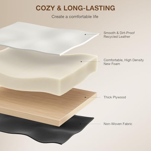 18-Inch Large Leather Vanity Stool Chair, White Makeup Stool | Vanity Bench, Metal X-Leg, 350 LBS, 20"x16.9"x18", Ottoman Accent Stool, Thick Padded Saddle Seat, For Living Room Bedroom - size: Large, style: White Leather