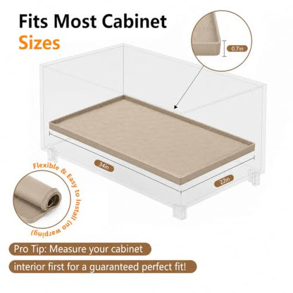 34"x22" Silicone Shelf Liner & Waterproof Under Sink Mat(Beige) | Durable Under Sink Organizer Tray with Raised Edge, Protects Bottom Cabinets & Shelves from Leaks & Cleaning Supplies - color: Beige