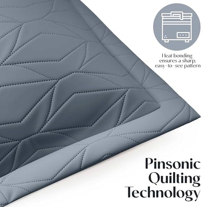 Clara Clark Quilts Twin Size - All Season Bedspread Coverlet Set, Pinsonic Weave Lightweight Bedding Set - 5 Piece Twin Quilt Set with Pillow Shams, Steel Blue - Twin Grid - color: 22 – Slate Blue – Grid, size: Twin