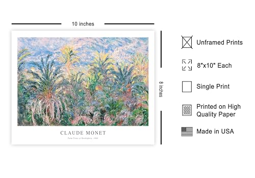 Poster Master Botanical Poster - Claude Monet Print - Palm Trees at Bordighera, Blue & Pink Sky, Abstract, Aesthetic - 8x10 UNFRAMED Wall Art - Gift for Artist, Friend - Wall Decor for Home, Office - color: Style-11, size: 8"L x 10"W