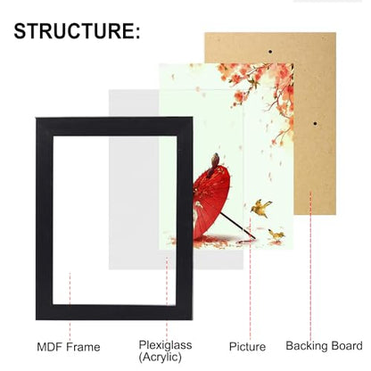 xnlkros Picture Frame Set 10 pack, Farmhouse Photo Frames, Gallery Wall Frame Collage, 8x10 5x7 4x6 Frames in 3 Different Finishes Picture Frames For Wall or Desk,Black - color: Black