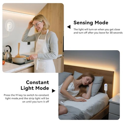 PAUTIX COB LED Strip Lights 2700K Warm White,Motion Sensor LED Lights,Dimmable 24V Motion Activated LED Strip Light,16.4ft Super Bright with Dual Lighting Mode,for Under Cabinet,Kitchen,Stairs,Bedroom - size: 16.4 Ft