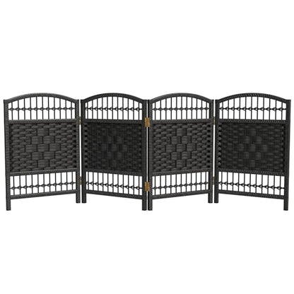 Red Lantern 2 ft. Short Fiber Weave Folding Screen - Black - 4 Panels - color: Black, size: 4 Panel
