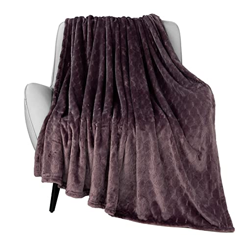Fleece Blanket Super Soft Cozy Throw Blanket 50" x 60", Lightweight Fuzzy Comfy Textured Flannel Blanket Warm Plush Throw Blankets for Couch, Sofa, Bed, Purple - color: Purple, size: Throw-50" x 60"