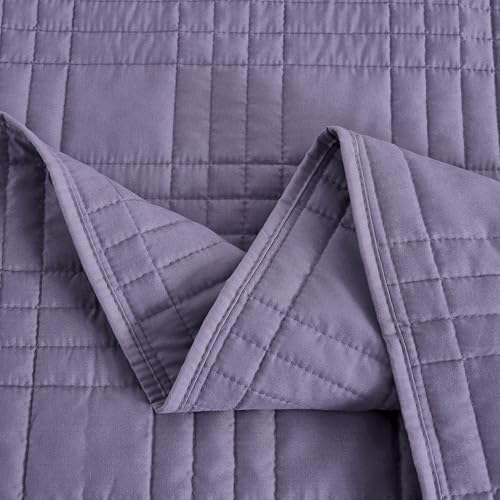 Chezmoi Collection Kingston Queen Size Bedspread Set, 3-Piece Dusty Purple Oversized Quilted Microfiber Lightweight Bedspread Coverlet (100"x106") for All Seasons - color: Dusty Purple, size: Queen
