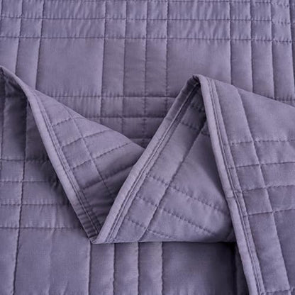 Chezmoi Collection Kingston Queen Size Bedspread Set, 3-Piece Dusty Purple Oversized Quilted Microfiber Lightweight Bedspread Coverlet (100"x106") for All Seasons - color: Dusty Purple, size: Queen