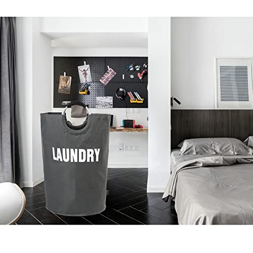 DOKEHOM 160L XX-Large Laundry Basket (7 Colors), Collapsible Laundry Bag, Foldable Laundry Hamper, Folding Washing Bin (Dark Grey, XXL) | Collapsible Hamper - color: Dark Grey, size: 160L