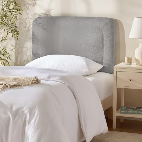 Hearth & Harbor Wall Mounted Twin Headboard Only, Bed Headboard Twin Size | Easy Assemble, Floating Peel & Stick, Upholstered Boucle, 3D Stitched Wall Panels, 5 Strips of 3M Tape Included, Silver - color: 06-silver, size: Twin