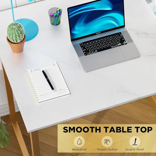 32 Inch Computer Desk, Modern Simple Style Desk for Home Office, Study Student Writing Desk Metal Frame Gaming Desk - color: Brown, size: 32 Inch