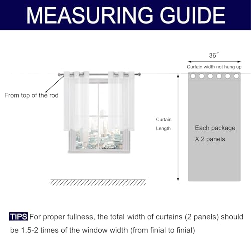 DWCN White Sheer Curtains, Linen Look Semi Transparent Voile Grommet Top Solid Lightweight & Airy Gauzy Curtains & Drapes for Living Dining Room Drapes W36 x L63 Inch Long, Set of 2 Panels - color: White, size: 36"W x 63"L (Pack of 2)