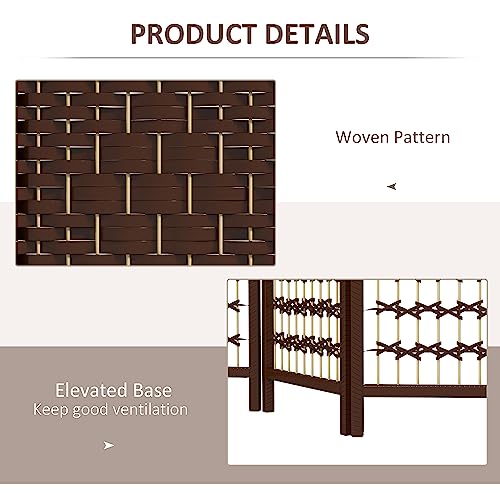 HOMCOM 6 Panel Room Divider, Folding Privacy Screen, 5.6', Brown | Room Separator, Wave Fiber Freestanding Partition Wall Divider - color: Brown, size: 6 Panel