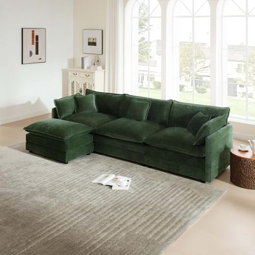 3 Seater Sectional Sofa,111.5 inch L-Shape,Green | Oversized Modular Couch Deep Seat - color: Green, size: 111.5 inch-L