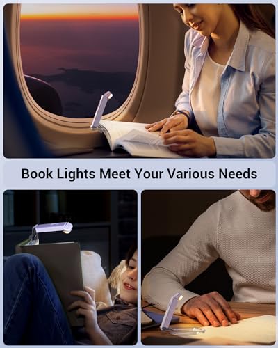DEWENWILS USB Rechargeable LED Book Light for Reading in Bed (Purple) | 2-Level Eye Protection Brightness, Flexible Lighting Angle, Warm White, Portable Bookmark Lights for Kids, Book Lovers - color: Purple