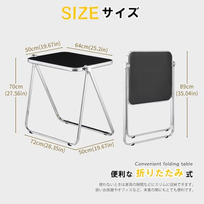 KAIHAOWIN Folding TV Tray Table Acrylic Foldable Table No Assembly Required Tiny Desk for Home Office Side Table Small Computer Desk for Small Spaces (Black) - color: Black