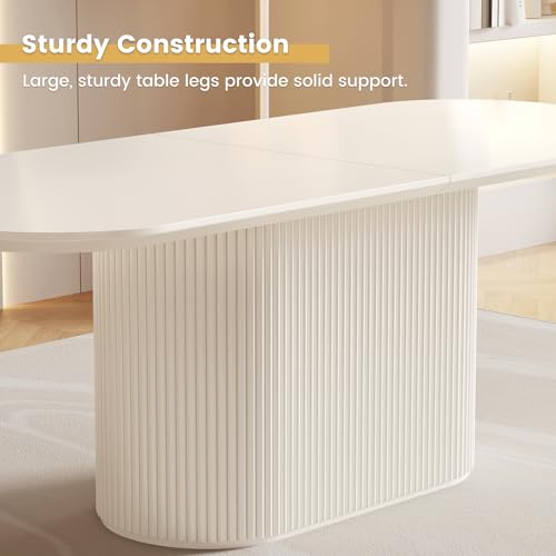 Guyii 70" White Dining Table for 6 Oval Dining Room Table 6 Seater Kichen Table Modern for Dining Room Kichen Room Breakfast Nook 39.47" Widen - size: 70”