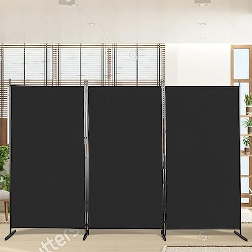 6FT Portable Room Dividers and Folding Privacy Screens,Fabric Divider for Room Separation, 3 Panel Partition Room Freestanding Wall Divider Screen for Dorm Studio Office (Black) - color: Black