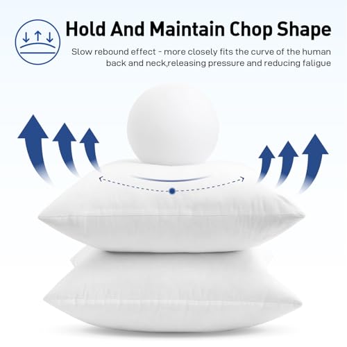MIULEE Feather and Down 20x20 Inch Throw Pillow Insert for Sofa Bed Couch | Soft Fluffy Throw Pillow, Double-Layer Cotton Fabric, Prevents Feather Leakage - size: 20x20 Inch