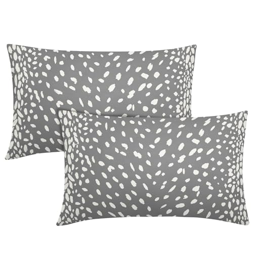 Antelope Gray Lumbar Pillow Covers 12X20 Inch Neutral Animal Faux Fawn Decorative Pillow Cases Modern Euro Cotton Linen Throw Pillows Set of 2 Farmhouse Home Decor for Couch Porch Outdoor - color: 4-gray Fawn, size: 20" x 12" (Pack of 2)