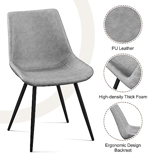 Yaheetech Dining Chairs Set of 4 Mid Century Modern Kitchen Chairs Gray | Faux Leather Upholstered Dining Room Chairs with Metal Legs and Curved Backrest, Armless Side Chairs for Kitchen Living Room - color: Grey, size: Set of 4