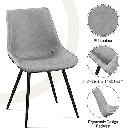 Yaheetech Dining Chairs Set of 2 Mid Century Modern Kitchen Chairs Gray | Faux Leather Upholstered Dining Room Chairs with Metal Legs and Curved Backrest, Armless Side Chairs for Kitchen Living Room - color: Grey, size: Set of 2
