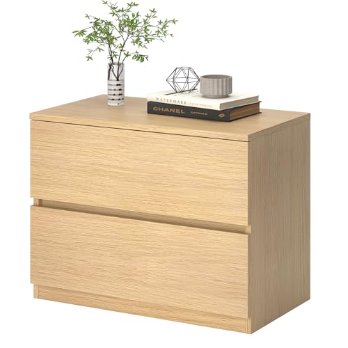 furtble 2 Drawer Dresser, Small Dresser for Closet, Light Wood Storage Cabinet for Bedroom, Oak Nightstand Sofa Beside Table Drawer Chest, 23.6 in - color: Oak, size: 13.4"D x 23.6"W x 18"H (2 Drawers)