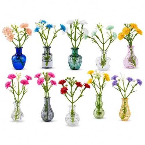 Magnetic Mini Vase Set – Strong‑Magnet Bud Vases for Fridge & Whiteboard – Premium Ceramic & Glass Combo for Fresh or Dried Flowers – Ideal Decorative Gift for Kitchen & Office (Crystal Glass) - color: Crystal Glass