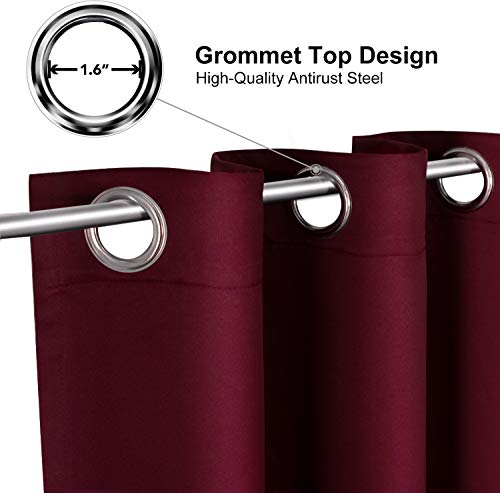 ChrisDowa Blackout Curtains for Bedroom and Living Room 2 Panels Set | Thermal Insulated Light Blocking Grommet Room Darkening Window Curtains 40 Inches Long, Burgundy Red, 29 x 40 Inch - color: Burgundy Red, size: 29"W x 40"L (Pack of 2)