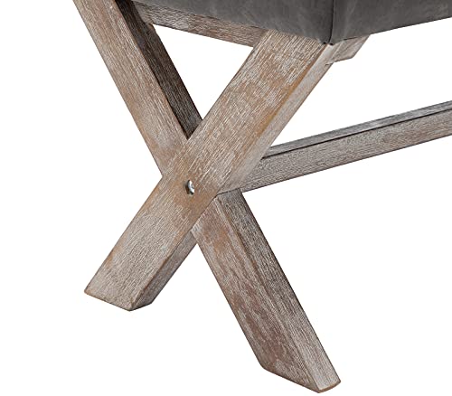chairus PU Leather Upholstered Entryway Bench, 36 inch Bedroom Bench Seat with X-Shaped Wood Legs for Living Room, Foyer or Hallway - Gray - color: Pu, Grey