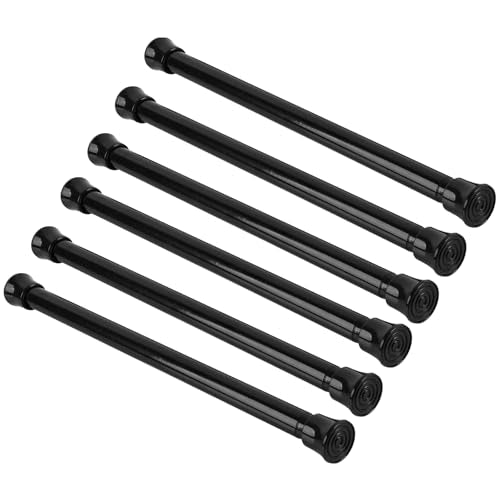 KXLife Small Spring Tension Curtain Rod 11.5 to 16.5 Inch, 6 Pack, Black | Adjustable Short Tension Rod, Tension Mounted No Drill, Fit for Window, Doors, RV - color: Black-6 Pcs, size: 11.5-16.5 Inch