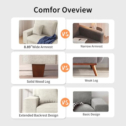 DOPEDIO 71.25" Chenille Loveseat Sofa, Beige, Modern Couch for Living Room | Removable washable cover, pocket spring cushions, solid wood frame, easy assembly for apartments, ideal for small spaces - size: 71.25 inch, style: Beige Chenille