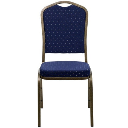 Flash Furniture Hercules Fabric Crown Back Banquet Chair, Navy Blue, 4-Pack | Stackable, Gold Vein Frame, Fabric Upholstery - color: Navy Blue Dot Patterned Fabric/Gold Vein Frame, size: Set of 4