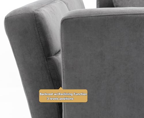 asunflower Modular Couch with Storage 25.19" Deep Seat Storage Couch Comfy Fabric Dark Grey Modular Sofa with No Arms Middle Module for Sectional Sofa with Reclining Back