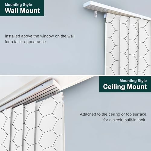 CHICOLOGY Panel Track Blinds, Hexagon Pattern, 86"x96", Cordless, Divider | 4 Fabric Panels, Fits 46–86″ Wide, Wall/Ceiling Mount, Room Divider Ready, Height Trimmable, Child & Pet Safe - color: Hexagon