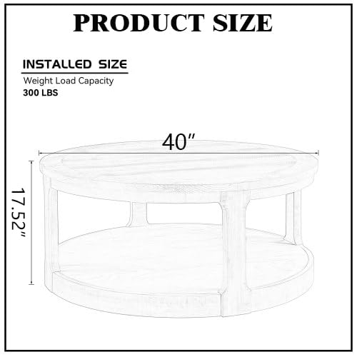 40" Round Wood Coffee Table, 2 Tier Modern Center Table with Roller Wheels,Solid Wood+MDF, Easy Assembly, Accent Table for Living Room, Apartment, Small Space. (Light Brown) - color: Light Brown