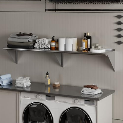 AmGood 16 in. x 72 in. Stainless Steel Wall Shelf | NSF | Metal Shelving | Garage, Laundry, Storage, Utility Room | Restaurant, Commercial Kitchen - size: 16 in. x 72 in.