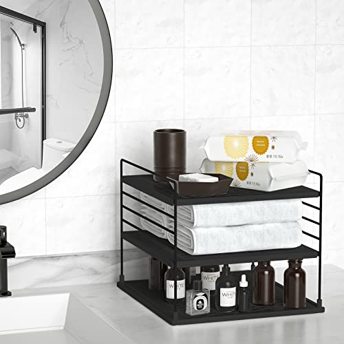 Adjustable Pantry Organizers and Storage - Steel Wire & Plastic Saran Wrap Holder, Black, 10.75 in x 12 in x 9.25 in - color: Black&black