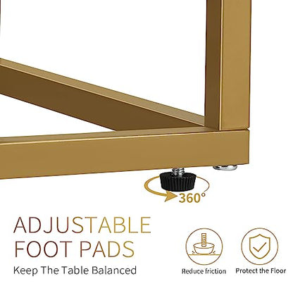 Possile C Shaped End Table Set of 2, Small Side Table for Sofa and Bed, Couch Tables That Slide Under, Snack Side Table for Living Room, Bedroom, White Faux Marble and Gold - color: Gold