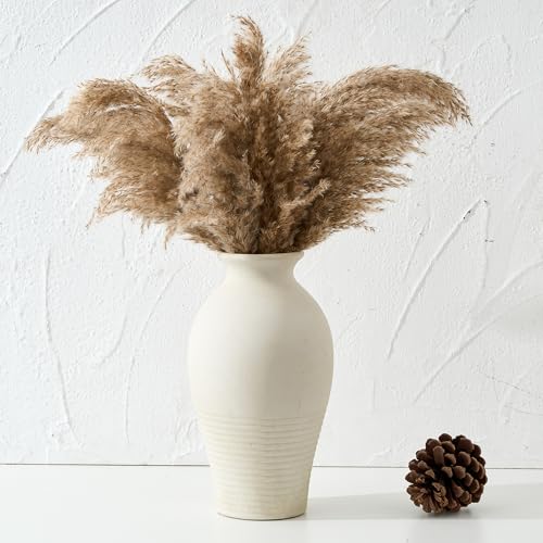 Ceramic Flower Vase Home Decor,11inches Large Farmhouse Table Vases | Rustic Vintage Living Room Kitchen Bedroom Decorations for Home, Shelf, Fireplace Mantel Decoration (11",Off-White) - color: Off White-11inches