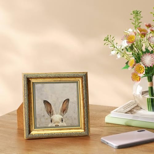 5x5 Picture Frame, Ornate Vintage Gold Photo Frames with HD Glass for Wall Decor or Tabletop Display, Antique 5 x 5 photo frame with Distressed Rust-Like Finish, Retro Home Decor, 2 Pack - color: Gold Distressed, size: 5x5-2P