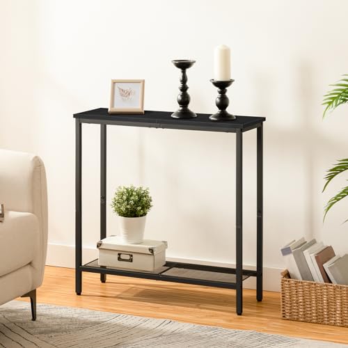 HOOBRO 29.5" Narrow Console Table, Small Entryway Table with Shelf, 2 Tier Thin Sofa Table, Behind Couch Table, Side Table, for Hallway, Living Room, Bedroom, Black BB74XG01 - color: Black