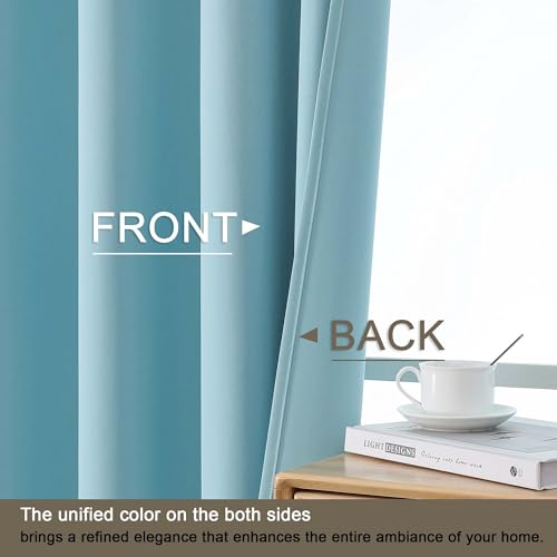 Blackout Curtains 63 Inch Length - Solid Thick Soft Fabric Thermal Insulated Grommet Blackout Curtains for Bedroom Dining Room, 2 Panels, Aqua, 2x40Wx63L Inches - color: Aqua, size: 40"W x 63"L (Pack of 2)