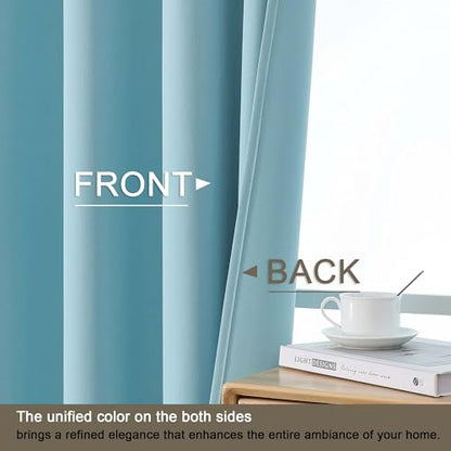 Blackout Curtains 84 Inches Long - Solid Thermal Insulated Thick Fabric Blackout Curtains for Bedroom, Grommet Soundproof Window Drapes, 2 Panels, Aqua, 2x52Wx84L Inches - color: Aqua, size: 52"W x 84"L (Pack of 2)